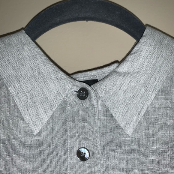 Theory | Women's Hekanina Linen Tie Front Shirt Lg - Picture 3 of 12